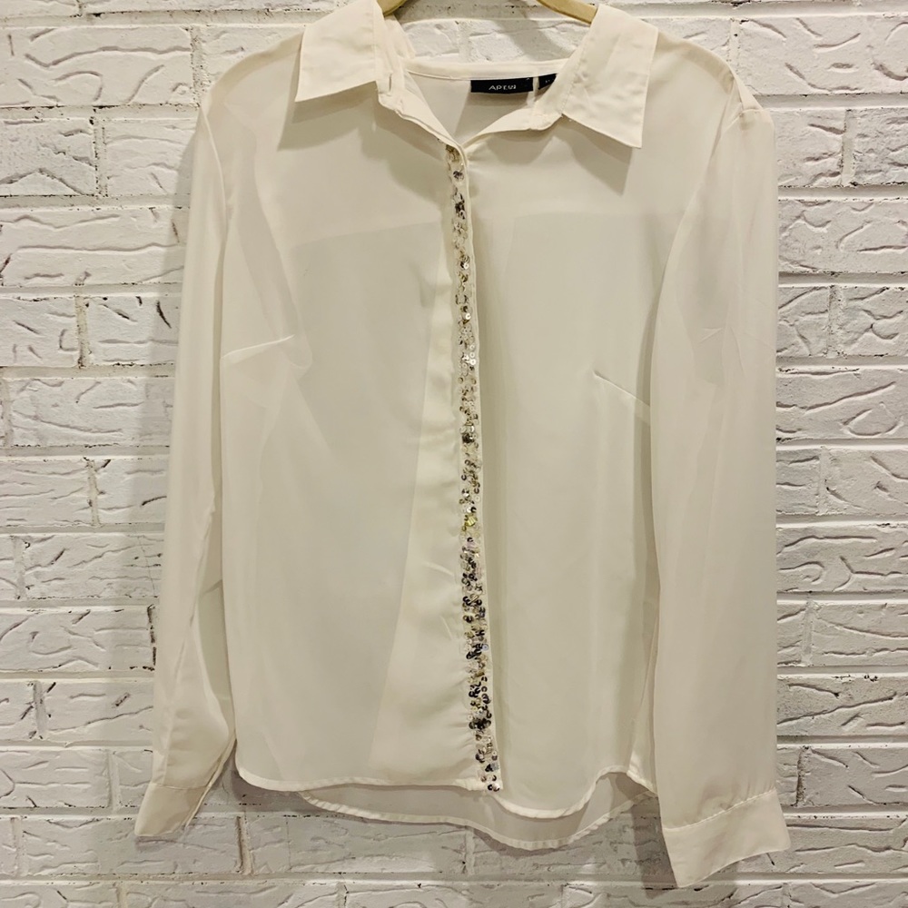White button down w/ solve sequins